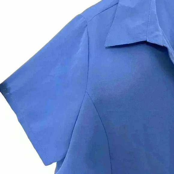 Notations Womens Short Sleeve Button Up Shirt XL Royal Blue Soft - Picture 3 of 7